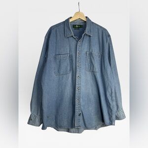 Hunt Club Button Front 100% Cotton Denim Shirt XL